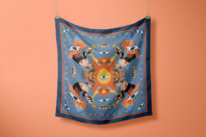 Foulard carré 100 % soie de mûrier de qualité supérieure - Motif 76 x 76 cm