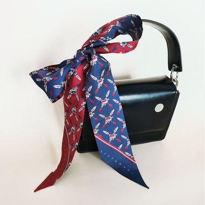 Premium 100% Mulberry Silk Skinny Scarf - Heart Shaped Arrow Pattern