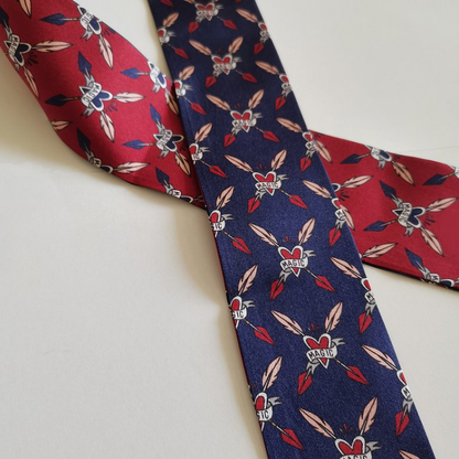 Premium 100% Mulberry Silk Skinny Scarf - Heart Shaped Arrow Pattern