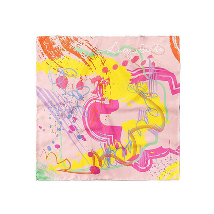 Premium 100% Mulberry Silk Square Scarf - Printemps Pattern 30"x30"