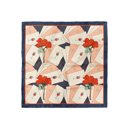 Sciarpa quadrata in seta di gelso 100% di alta qualità - Motivo a fiori da poker 30"x30"