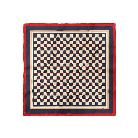 100% Mulberry Silk Square Scarf in Chessboard Pattern 30"x30"