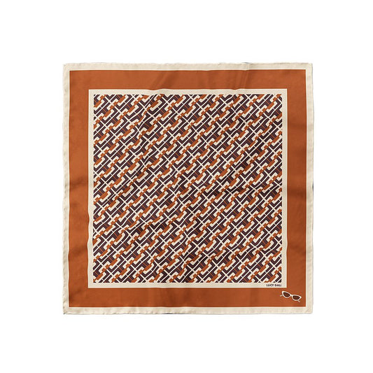 100% Mulberry Silk Square Scarf in Chocolate chain Pattern 30"x30"