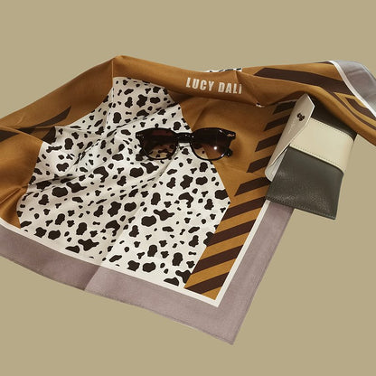 Premium 100% Mulberry Silk Square Scarf - Geometric animal Pattern 30"x30"