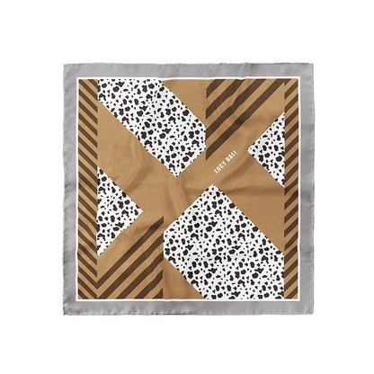 Premium 100% Mulberry Silk Square Scarf - Geometric animal Pattern 30"x30"