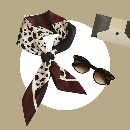 Premium 100% Mulberry Silk Square Scarf - Geometric animal Pattern 30"x30"
