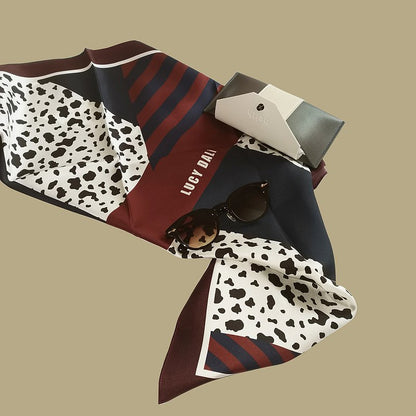 Premium 100% Mulberry Silk Square Scarf - Geometric animal Pattern 30"x30"