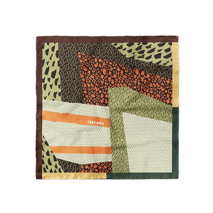 Premium 100% Mulberry Silk Square Scarf - Geometric animal Pattern 30"x30"