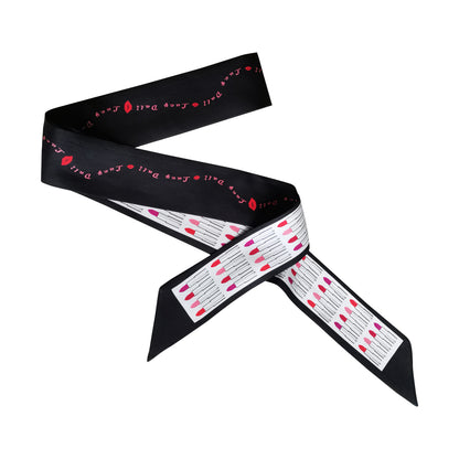 Premium 100% Mulberry Silk Skinny Scarf - Lipstick Pattern